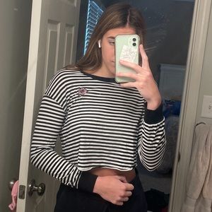 Garage Striped Cropped Long Sleeve